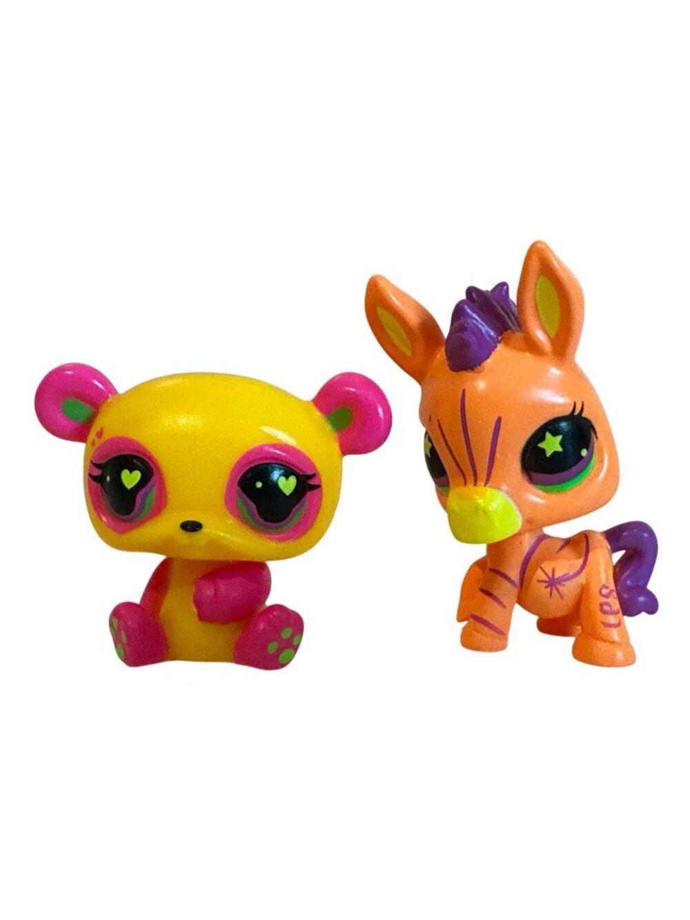 Littlest Petshop Black Light Blind Bag Lot of 2 LPS 205 Panda G7 283 Zebra